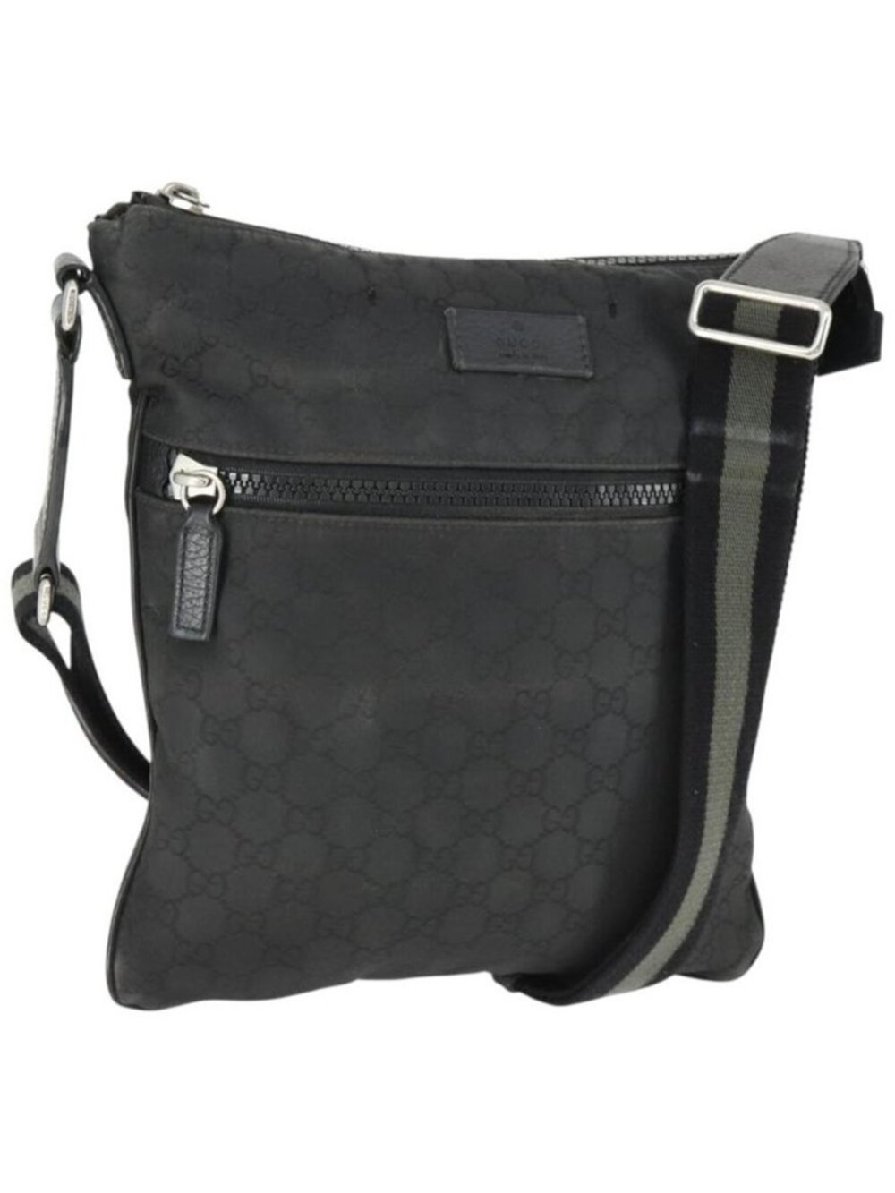 Authentic GUCCI GG Canvas Shoulder Bag Nylon Black Silver 449184 - Picture 1 of 16